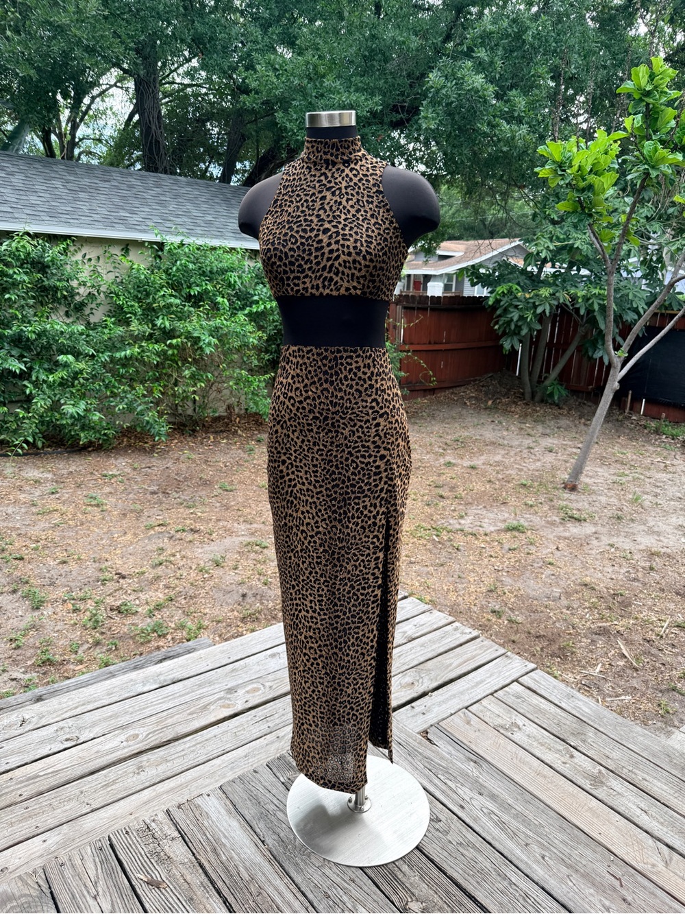 Vintage 80s 90s Cache Leopard Print Maxi Dress - Picture 2 of 11